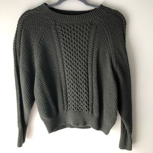 olive green cable knit sweater